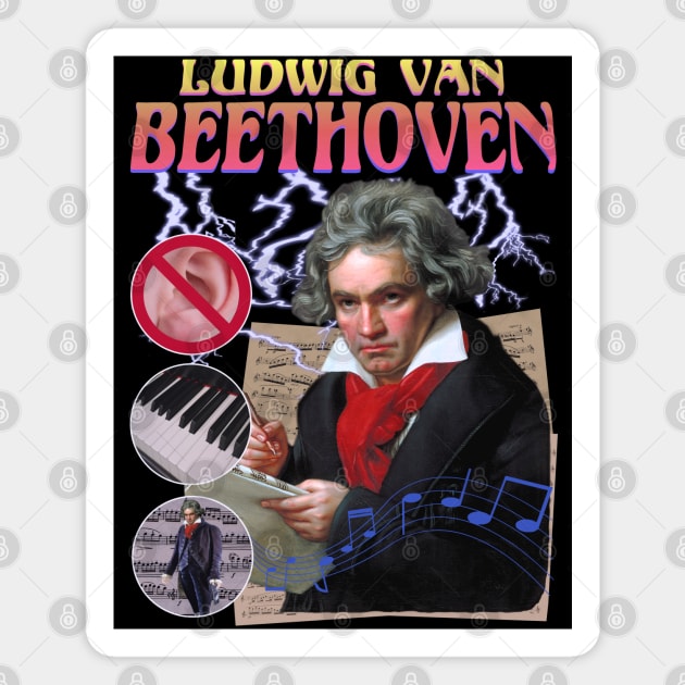 BEETHOVEN RAP TEE Ludwig Van Beethoven Cool Vintage Retro 90's Graphic Classical Composer Band T-Shirt Magnet by blueversion